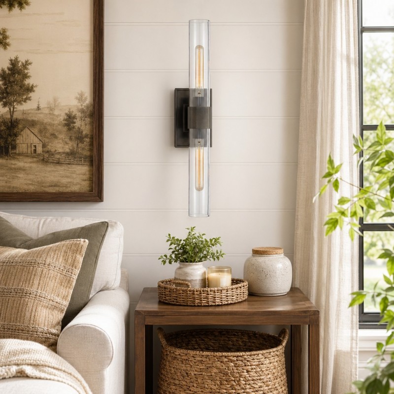 Zinnia Glass Tube Double Wall Mounted Light