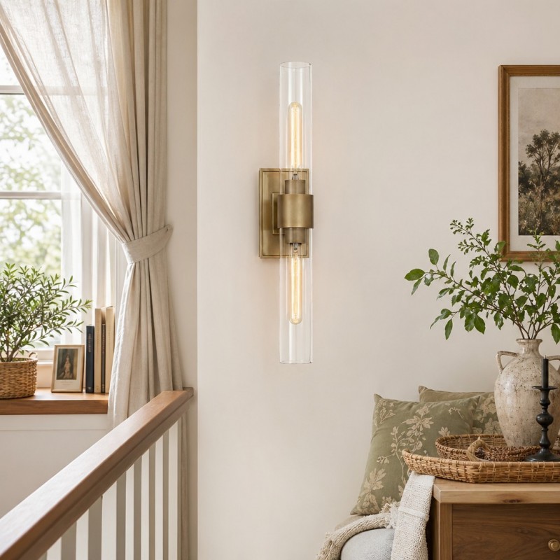 Zinnia Glass Tube Double Wall Mounted Light