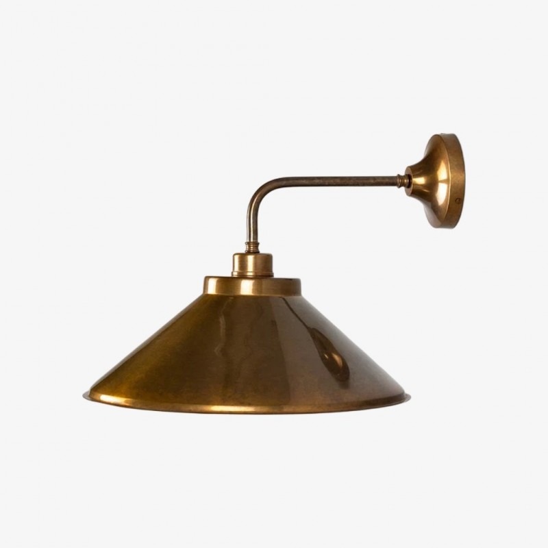 Galilea  Industrial Antique Brass Conical Wall Light