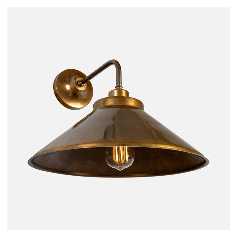 Galilea  Industrial Antique Brass Conical Wall Light