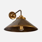 Galilea  Industrial Antique Brass Conical Wall Light