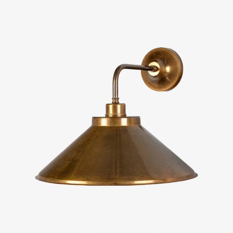Galilea  Industrial Antique Brass Conical Wall Light