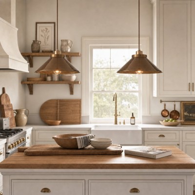 Galilea Retro Antique Brass Cone Shade Pendant Light