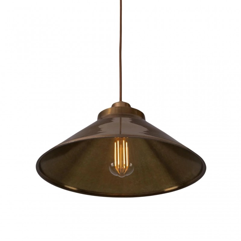 Galilea Retro Antique Brass Cone Shade Pendant Light