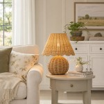 Caelyn Bohemian Natural Rattan Dome Table Lamp