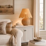 Caelyn Bohemian Natural Rattan Dome Table Lamp