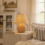 Caelyn Bohemian Natural Rattan Dome Table Lamp