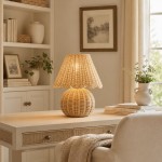 Caelyn Bohemian Natural Rattan Dome Table Lamp