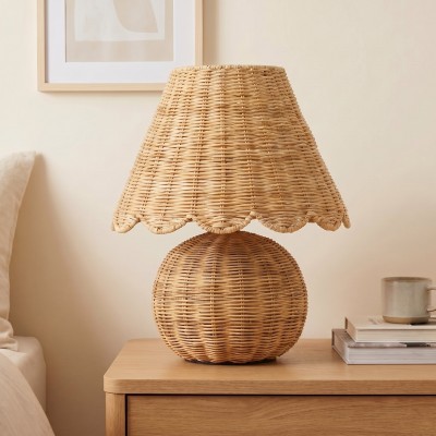 Caelyn Bohemian Natural Rattan Dome Table Lamp