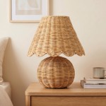 Caelyn Bohemian Natural Rattan Dome Table Lamp