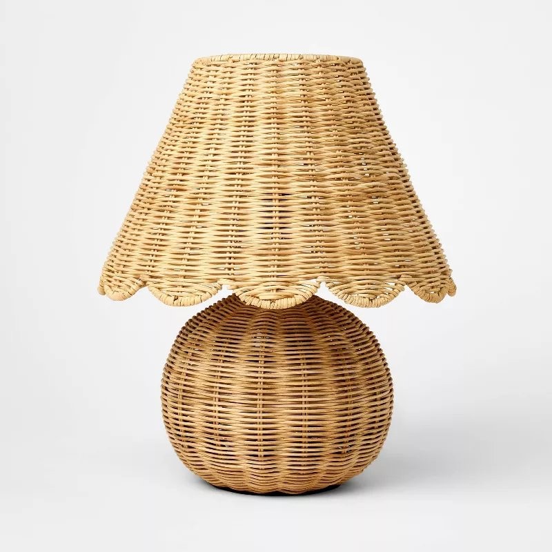 Caelyn Bohemian Natural Rattan Dome Table Lamp