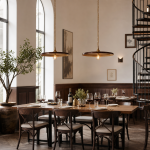 Adley Mid-Century Brass Disc Pendant Light