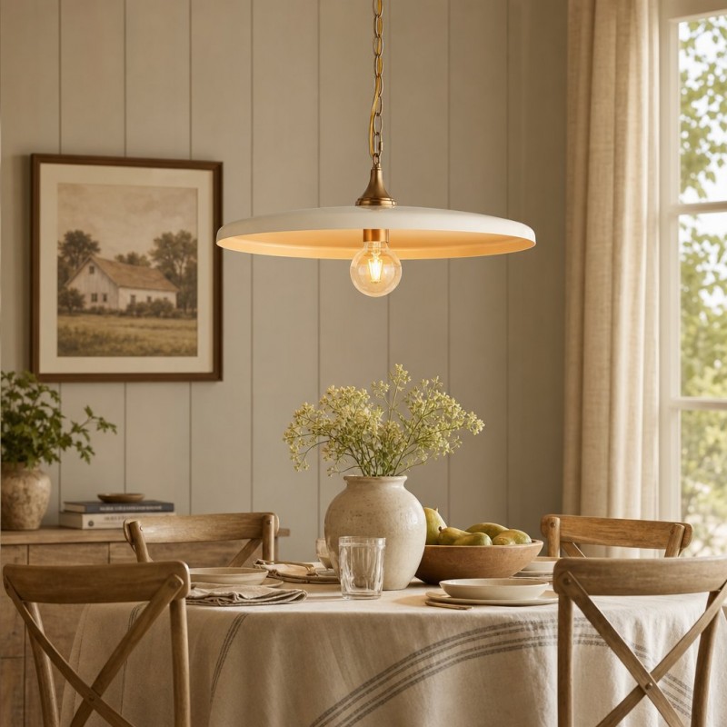 Adley Mid-Century Brass Disc Pendant Light