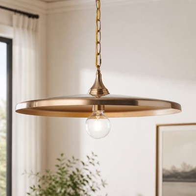 Adley Mid-Century Brass Disc Pendant Light