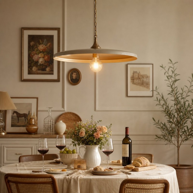 Adley Mid-Century Brass Disc Pendant Light
