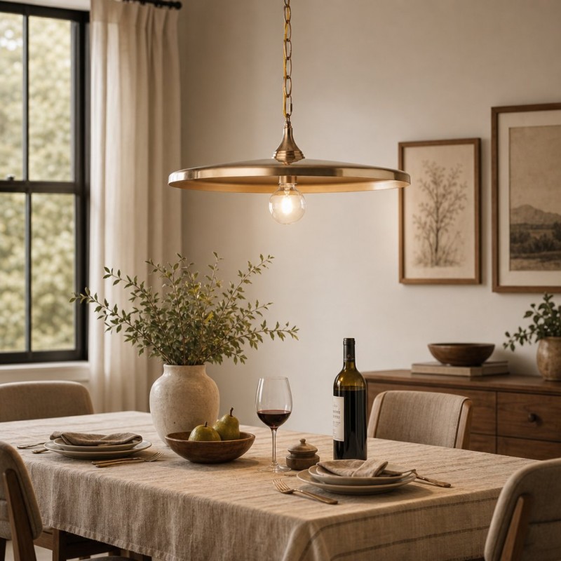Adley Mid-Century Brass Disc Pendant Light