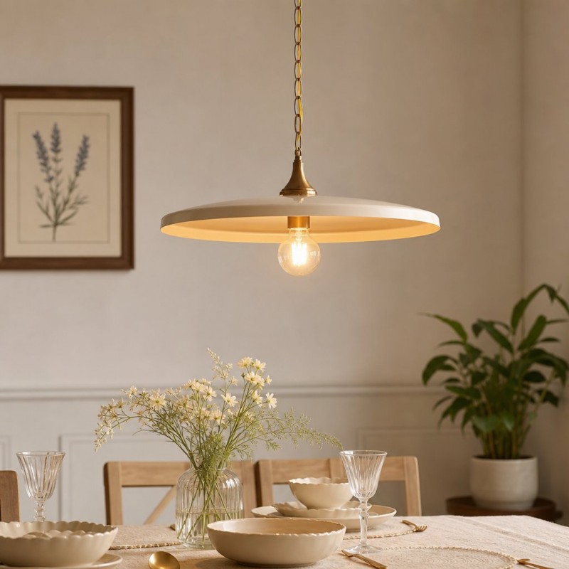 Adley Mid-Century Brass Disc Pendant Light