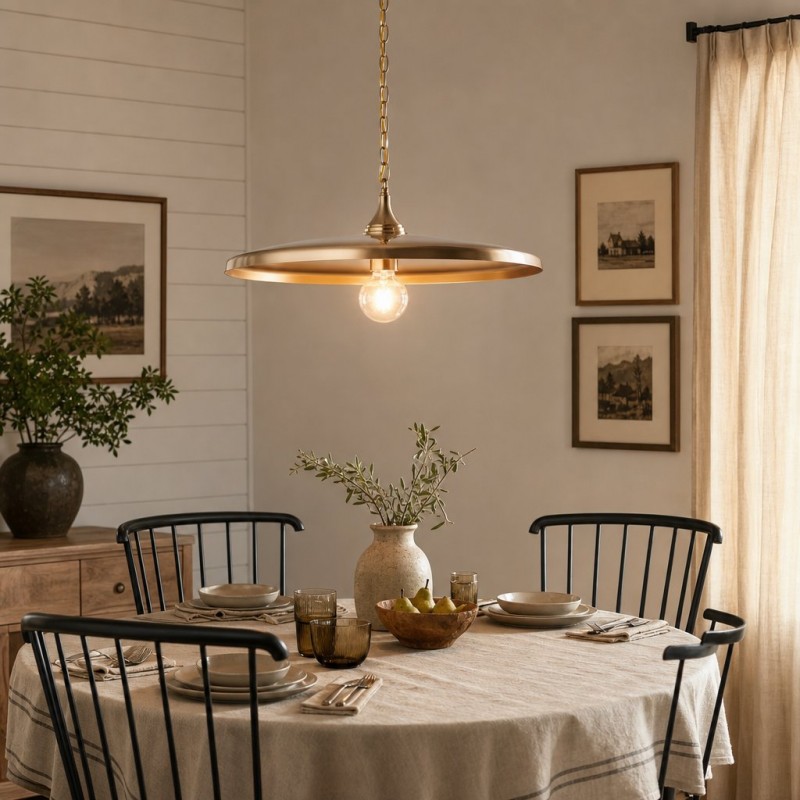 Adley Mid-Century Brass Disc Pendant Light