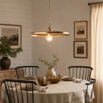 Adley Mid-Century Brass Disc Pendant Light