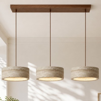 Veloria Scandinavian Travertine Round Pendant Light