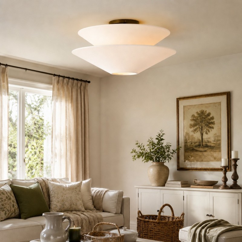 Luneth Modern Fabric Double Layer Ceiling Light