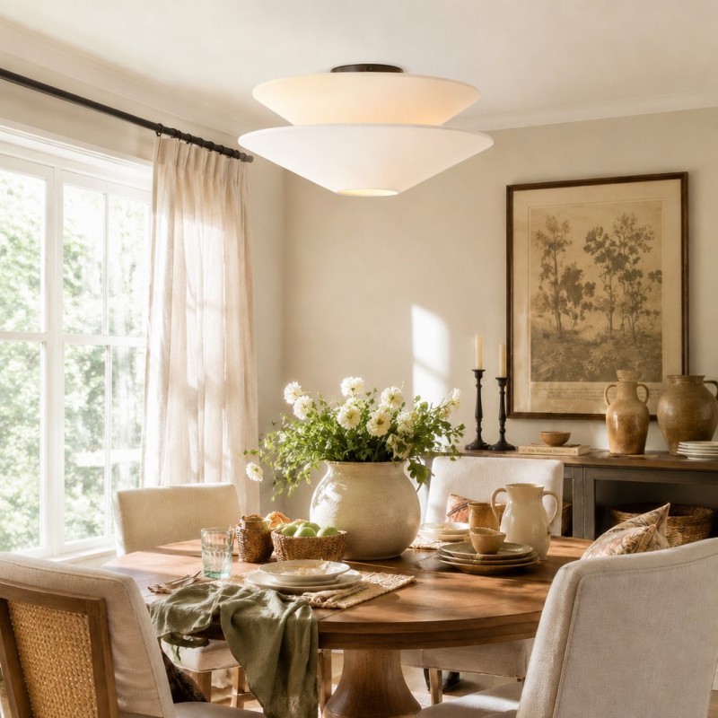 Luneth Modern Fabric Double Layer Ceiling Light