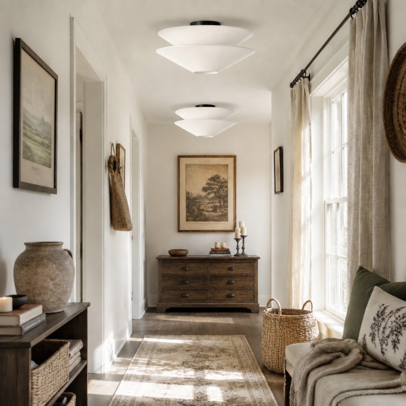 Luneth Modern Fabric Double Layer Ceiling Light