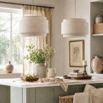Virelai Modern Linen Double Drum Pendant Light
