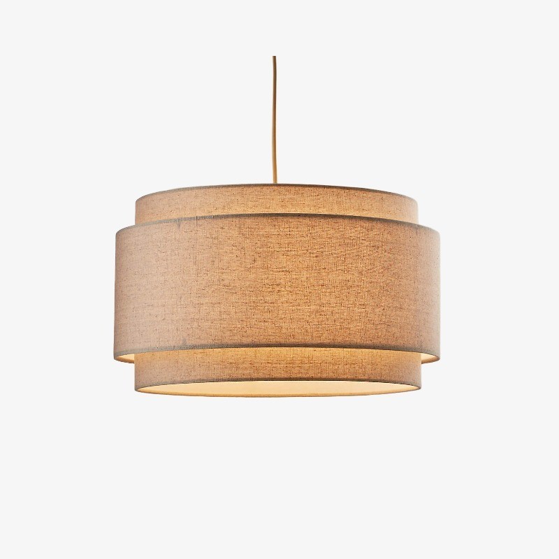 Virelai Modern Linen Double Drum Pendant Light