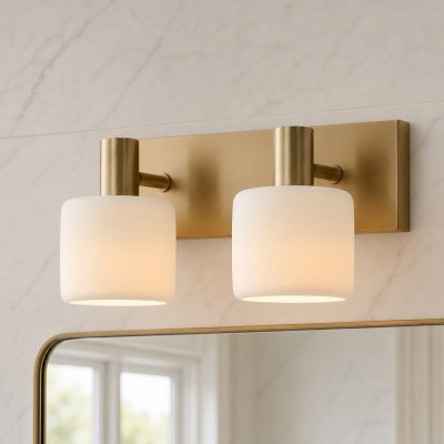 Ianto Modern Brass Cylinder Porcelain Wall Sconce