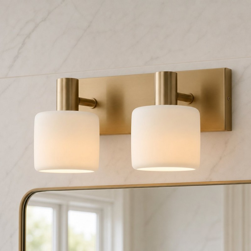 Ianto Modern Brass Cylinder Porcelain Wall Sconce