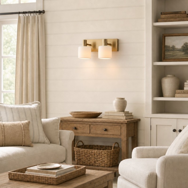 Ianto Modern Brass Cylinder Porcelain Wall Sconce