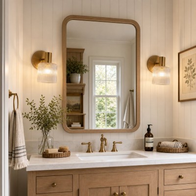 Caris Modern Brass Cylinder Glass Wall Sconce