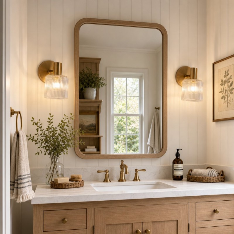 Caris Modern Brass Cylinder Glass Wall Sconce
