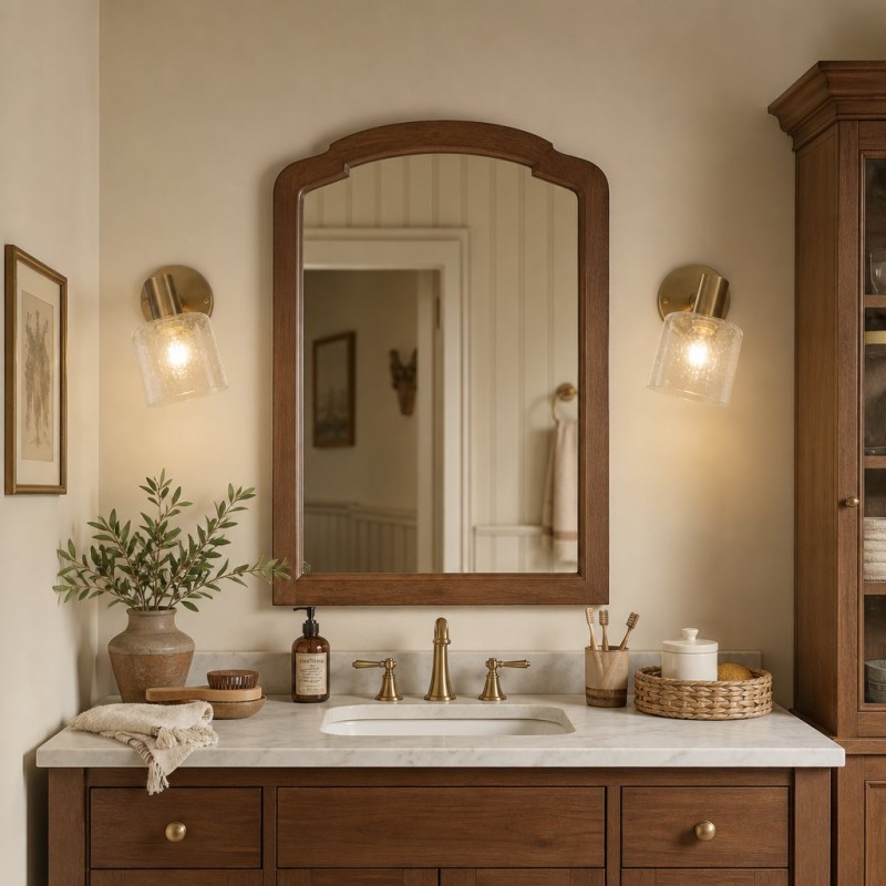 Caris Modern Brass Cylinder Glass Wall Sconce