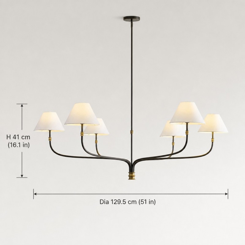 Ashlyn Modern 5/6 Light White Linen Conical Chandelier