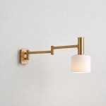 Ianto Modern Brass Swing Arm Porcelain Wall Sconce