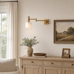 Ianto Modern Brass Swing Arm Porcelain Wall Sconce