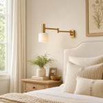 Ianto Modern Brass Swing Arm Porcelain Wall Sconce