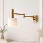 Aura Elegant Brass Swing Arm Porcelain Wall Sconce