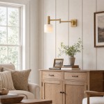 Ianto Modern Brass Swing Arm Porcelain Wall Sconce