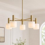 Ianto Modern Brass Porcelain Cylinder Chandelier