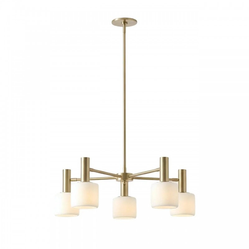 Ianto Modern Brass Porcelain Cylinder Chandelier