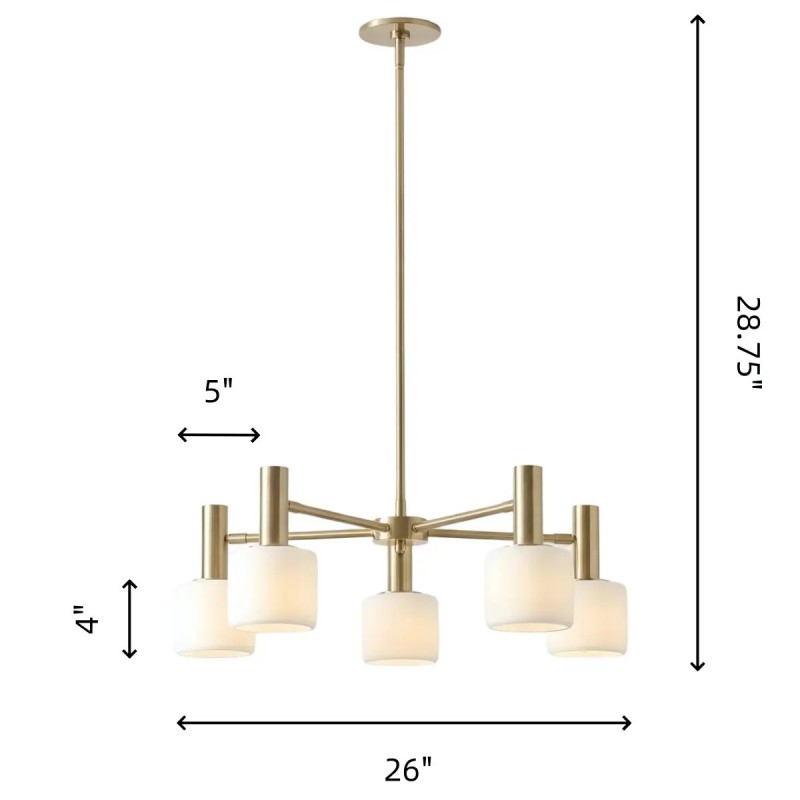 Ianto Modern Brass Porcelain Cylinder Chandelier