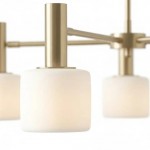 Aura Mid-Century Brass Porcelain Cylinder Chandelier