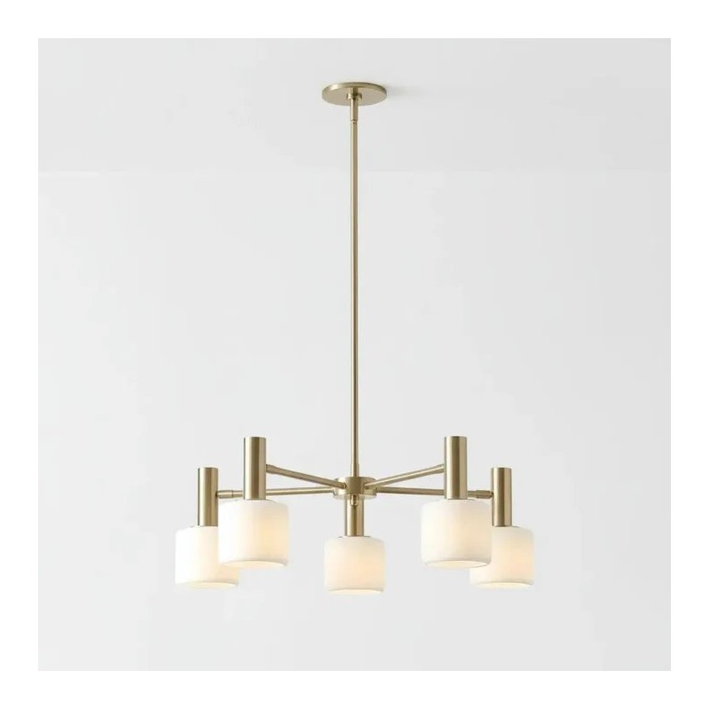 Ianto Modern Brass Porcelain Cylinder Chandelier
