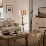 Elaina Natural Travertine Wood Pleated Drum Table Lamp
