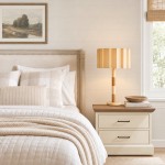 Elaina Natural Travertine Wood Pleated Drum Table Lamp
