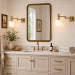 Aura Elegant Brass Swing Arm Porcelain Wall Sconce