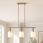 Aura Mid-Century Brass Porcelain Cylinder Chandelier
